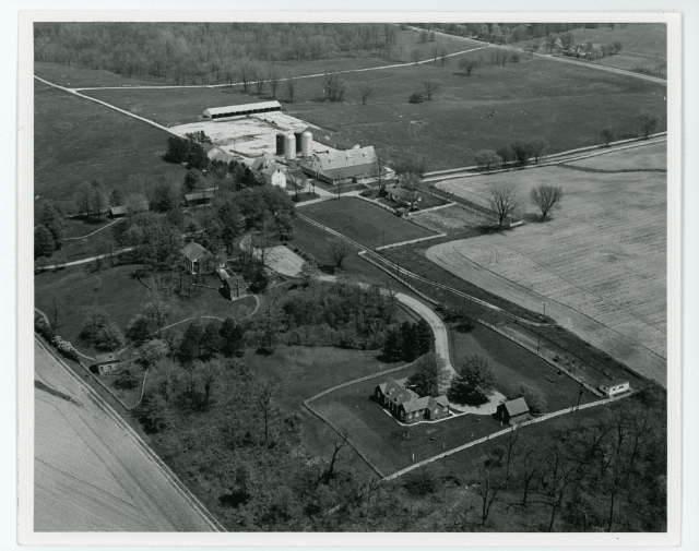 Aerial view of Conner Prairie Farms and Conner House- from the CPM Archives
